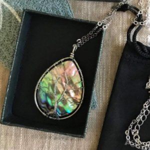 Tree of Life Pendant Amethyst Rose Crystal Necklac